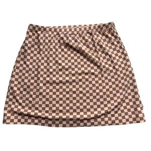 Little & Lively Casual Brown and Tan Mini Checkered Pencil Skirt Girls 13/14